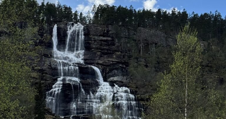 Tvindefossen waterfall near Voss, Norway