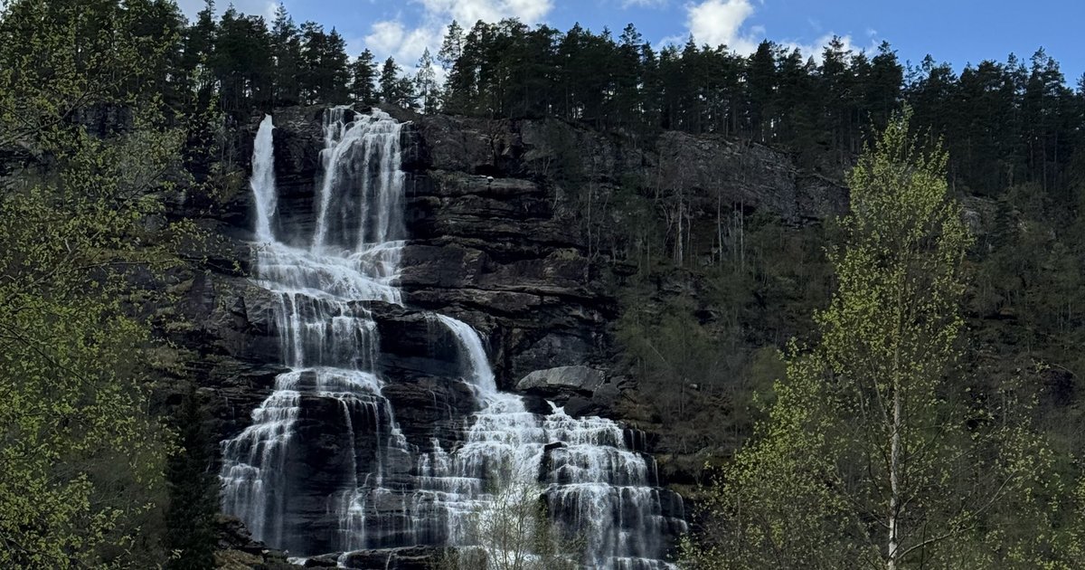 Tvindefossen waterfall near Voss, Norway