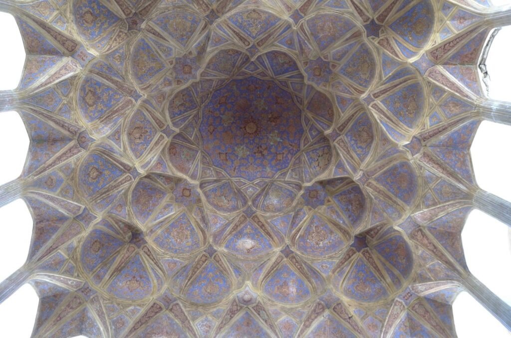 Painted ceiling with patterns in Ali Qapu Palace