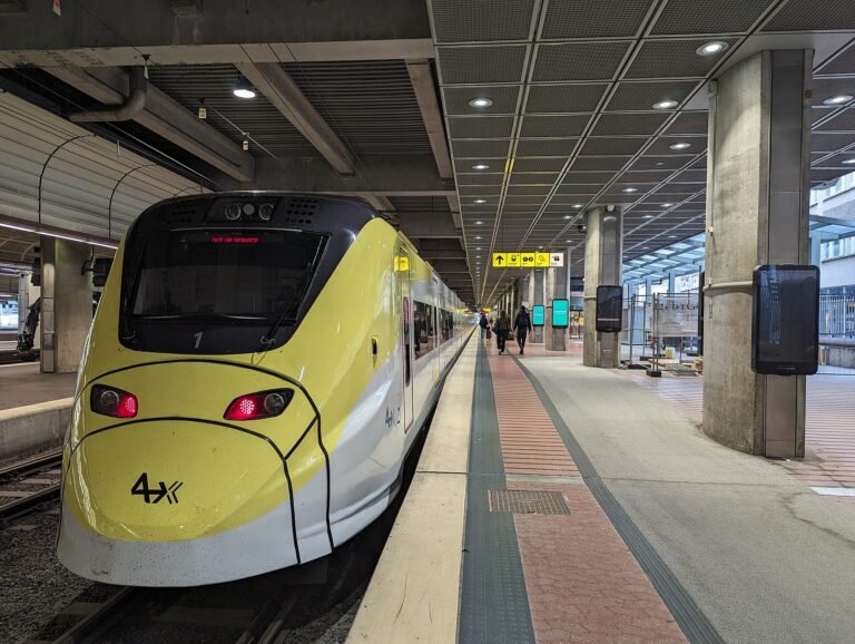 Arlanda Express airport train at a platform at Stockholm Central Station