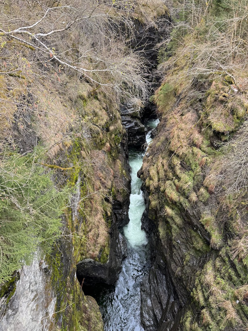 River that rushes through the deep, mossy Bordalsgjelet gorge