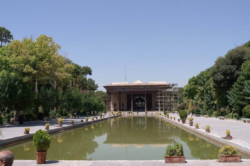 Chehel Sotoun Palace and its long reflecting pool