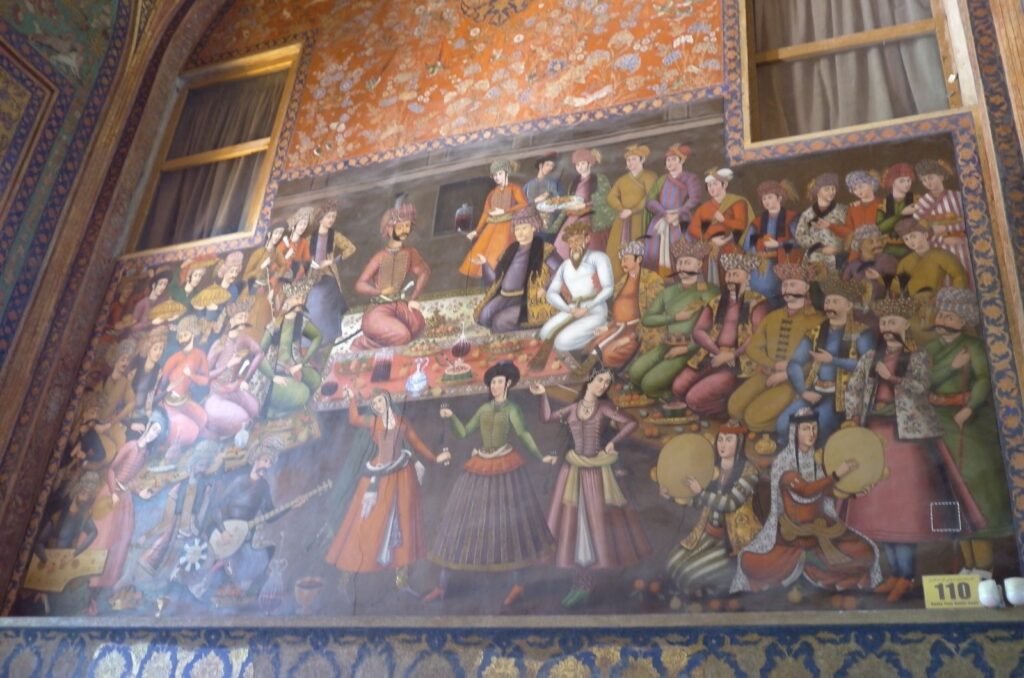 Wall painting of a royal reception in Chehel Sotoun Palace