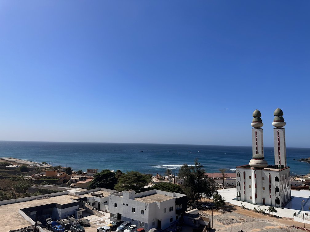 The Mosque of the Divinity stands next to the ocean in Ouakam, Dakar.