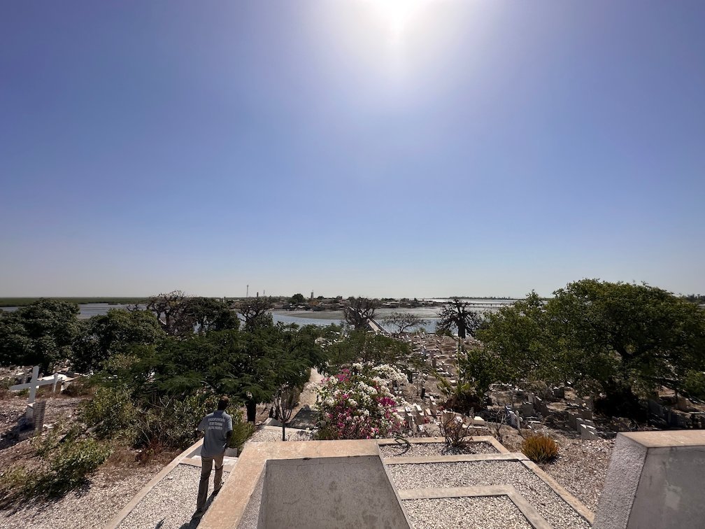 A view over the shell cemetery and lagoon in Fadiouth.