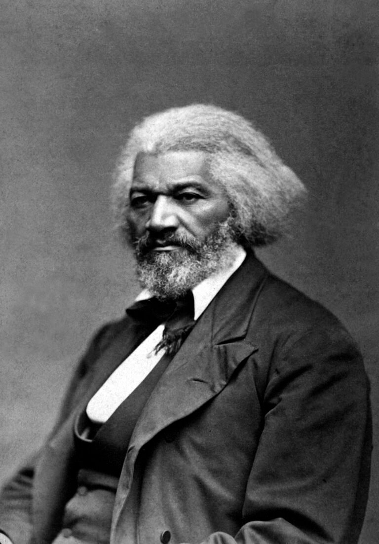 Black-and-white portrait photograph of Frederick Douglass, about 1879