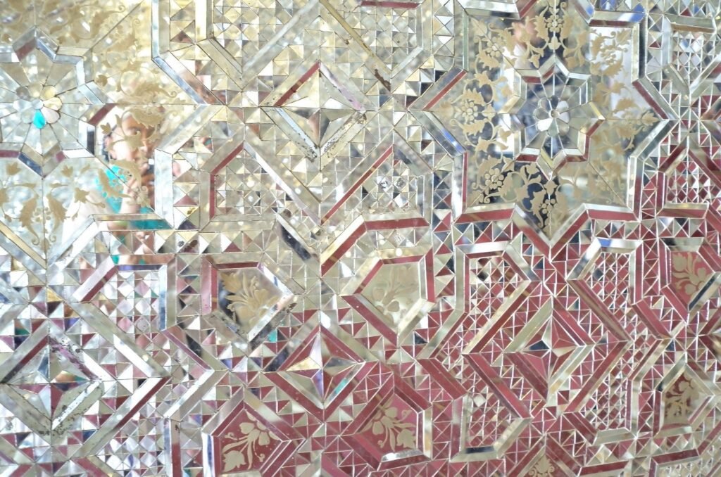 Close view of the mirror mosaic at Golestan Palace