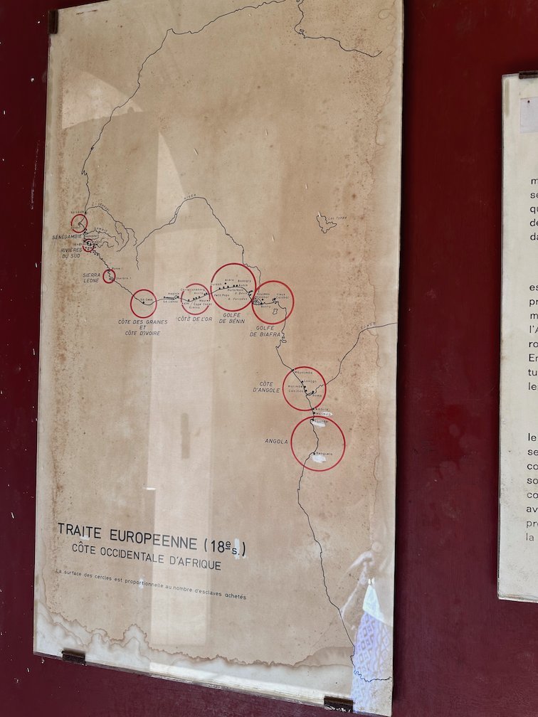 An old map shows European trade on the west coast of Africa.
