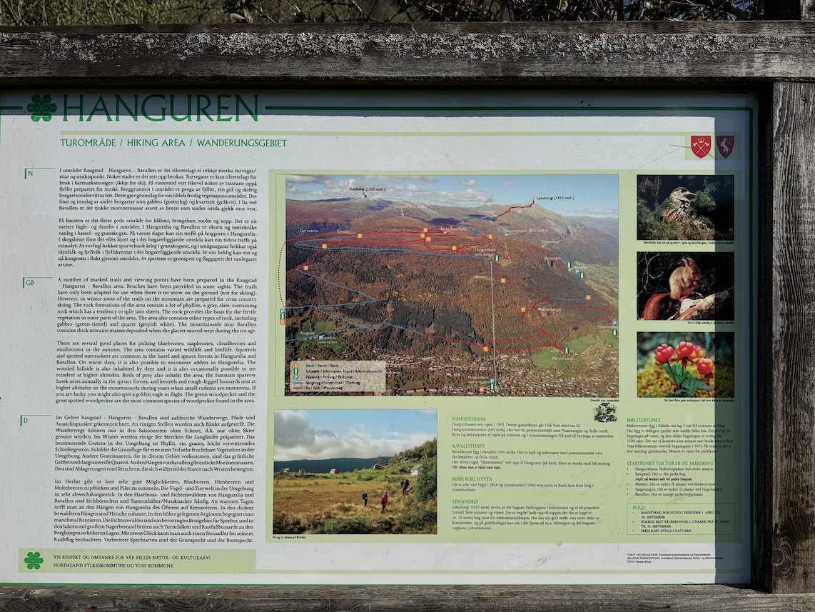 Information board about Hanguren with a map, photos and text about the area