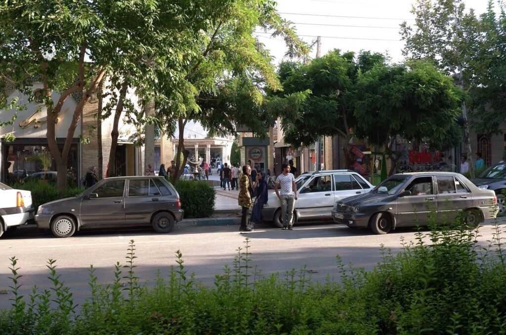 Street with cars and trees in Isfahan