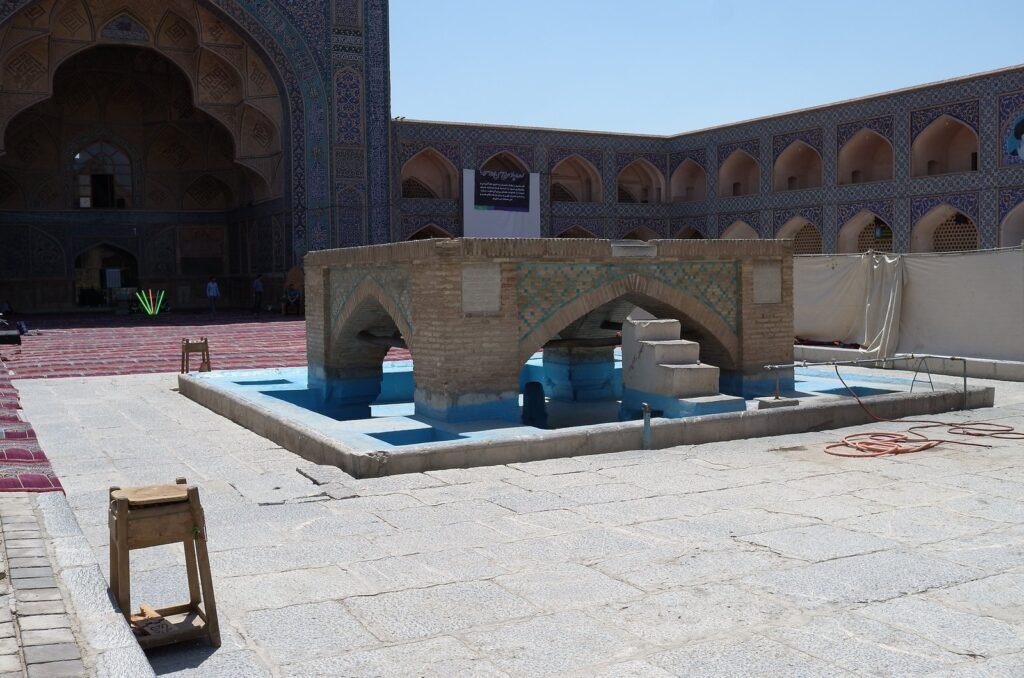 Courtyard with an ablution fountain at the Jameh Mosque of Isfahan