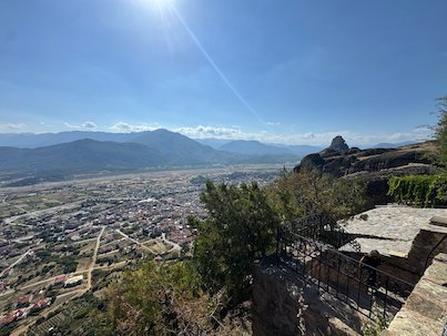 View from Meteora over the town of Kalambaka and the Thessaly plain