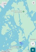 Map of the Storö-Bockö-Lökaö nature reserve east of Möja, with a blue position dot