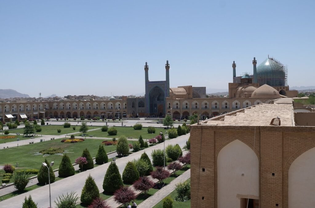 Naqsh-e Jahan Square and the Shah Mosque from the Ali Qapu terrace