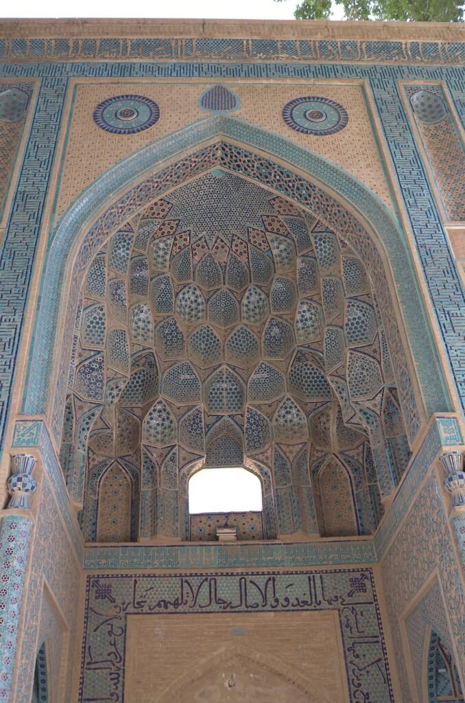 Tiled portal with muqarnas at the Jameh Mosque of Natanz