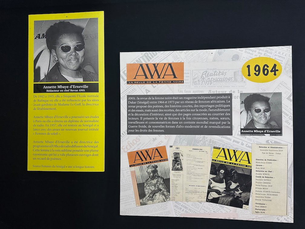 A display shows a portrait and covers of the AWA magazine from 1964.