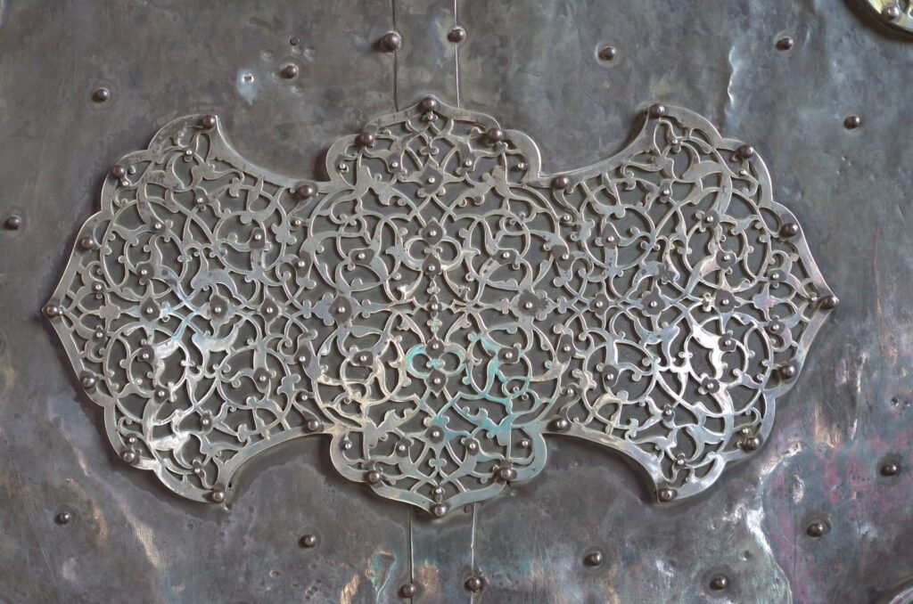 Silver ornament on an old door of Sheikh Lotfollah Mosque