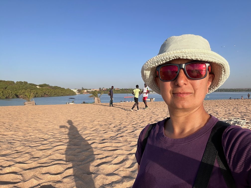 Zayera Khan takes a selfie on the beach at the Somone lagoon.