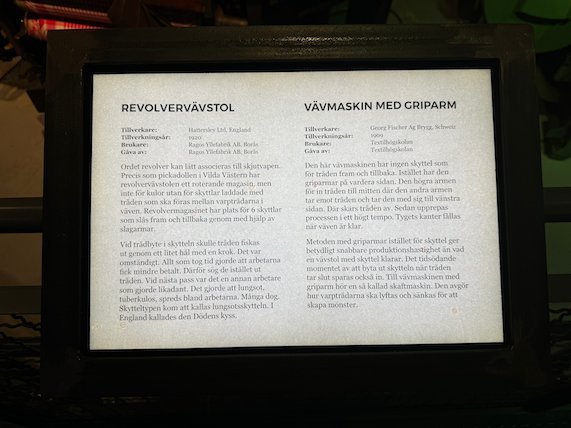 Sign Revolvervävstol and Vävmaskin med griparm