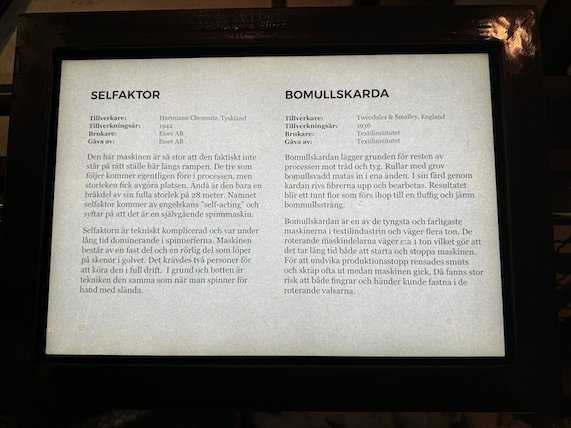 Sign Selfaktor and Bomullskarda