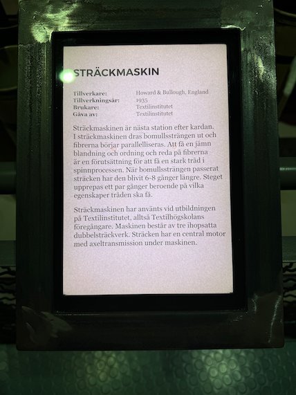 Sign Sträckmaskin about a drawing frame machine