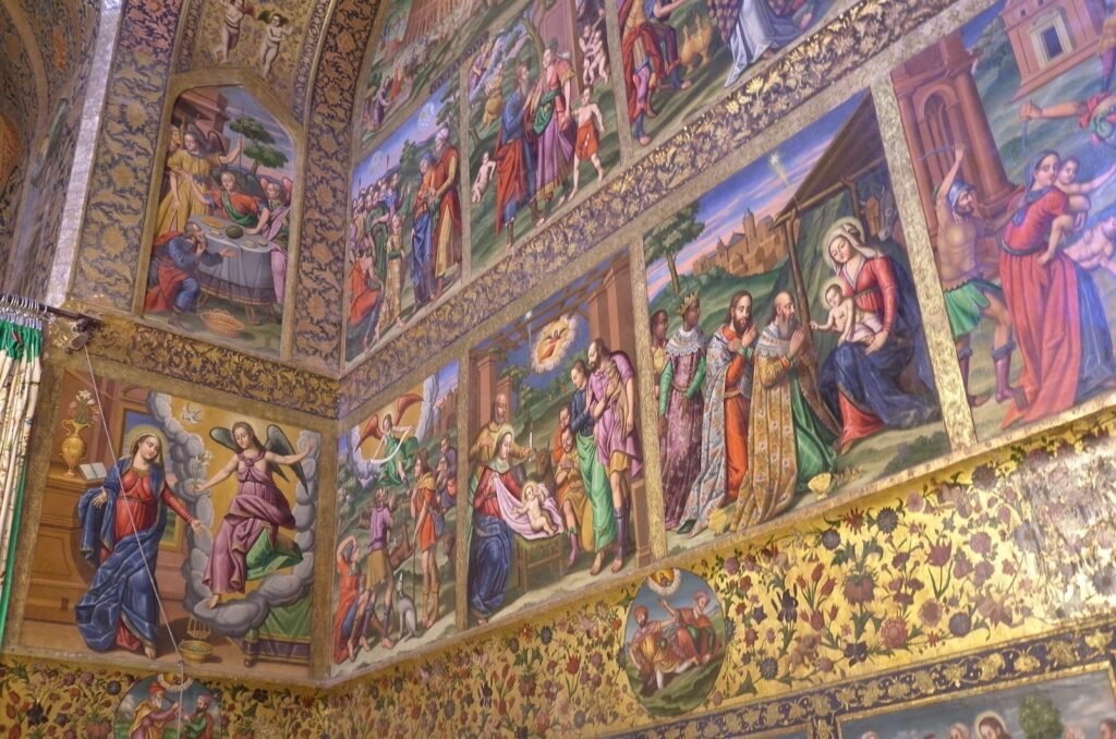 Walls with paintings from the Bible in Vank Cathedral
