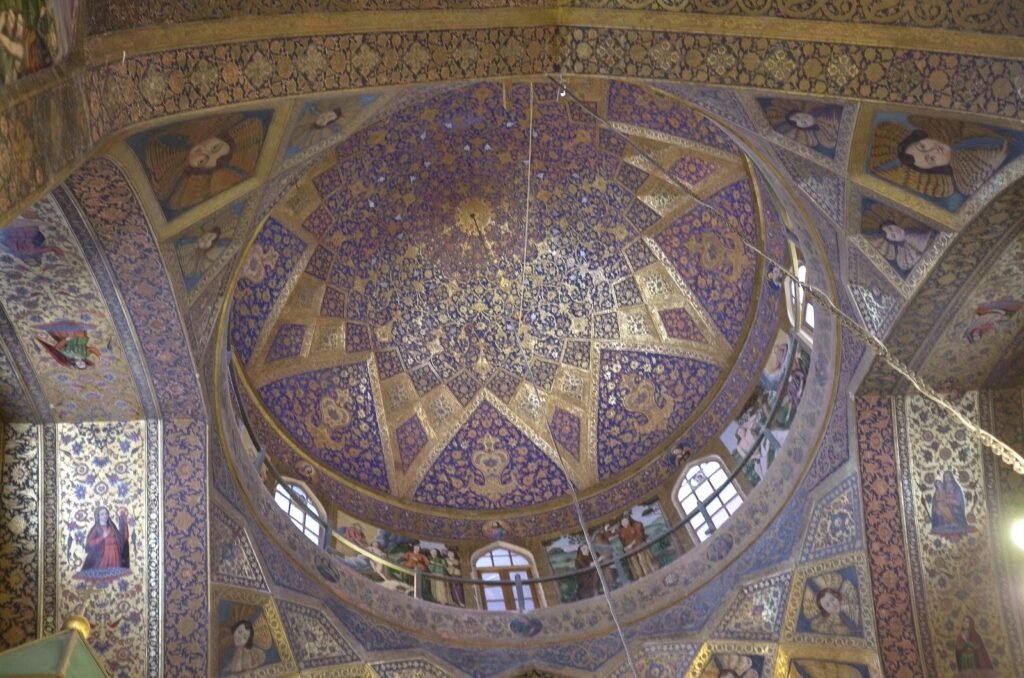 Painted dome with gold patterns in Vank Cathedral