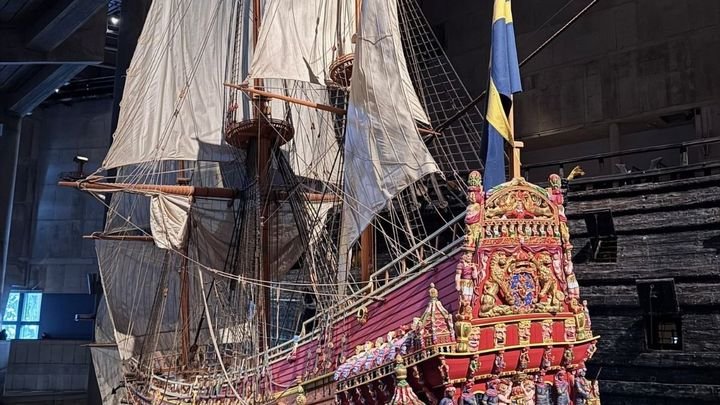 The Vasa ship on display at a Stockholm museum, photographed by Zayera Khan