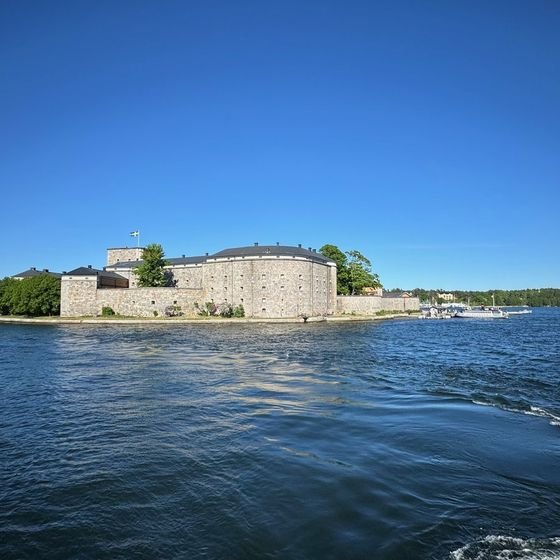Vaxholm Fortress stands on its small island in the Stockholm archipelago, photographed by Zayera Khan