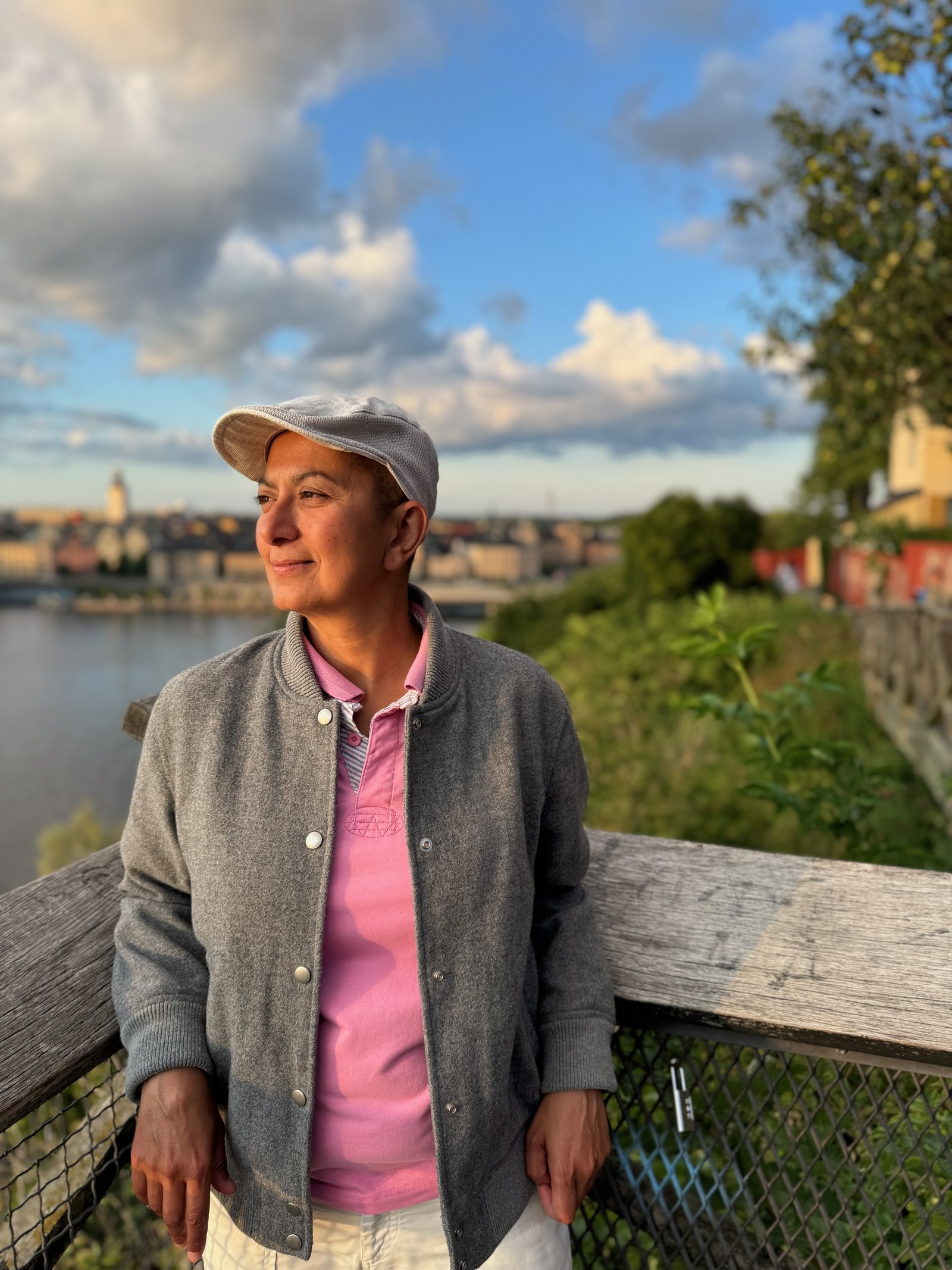 Zayera Khan, private Stockholm tour guide, at a city skyline viewpoint, photographed by Zayera Khan