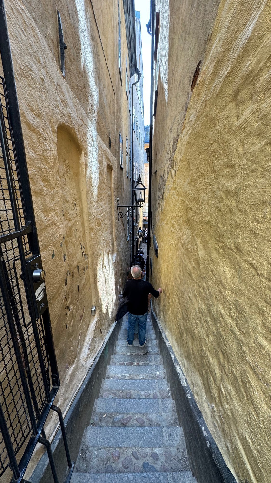 Mårten Trotzigs gränd, the narrowest street in Stockholm, with its stone steps