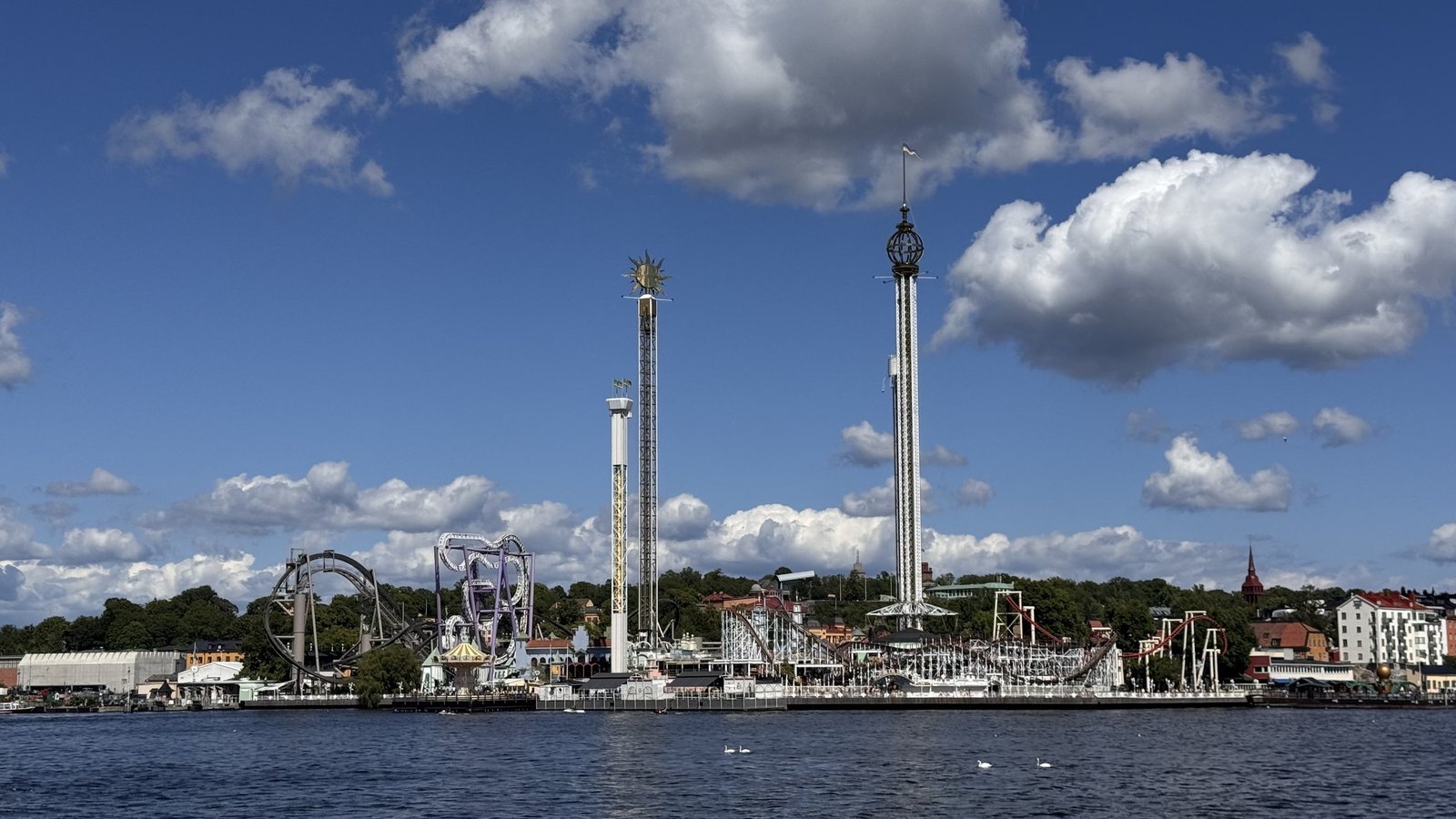 Stockholm's skyline seen from the water near Gr&ouml;na Lund, photographed by Zayera Khan