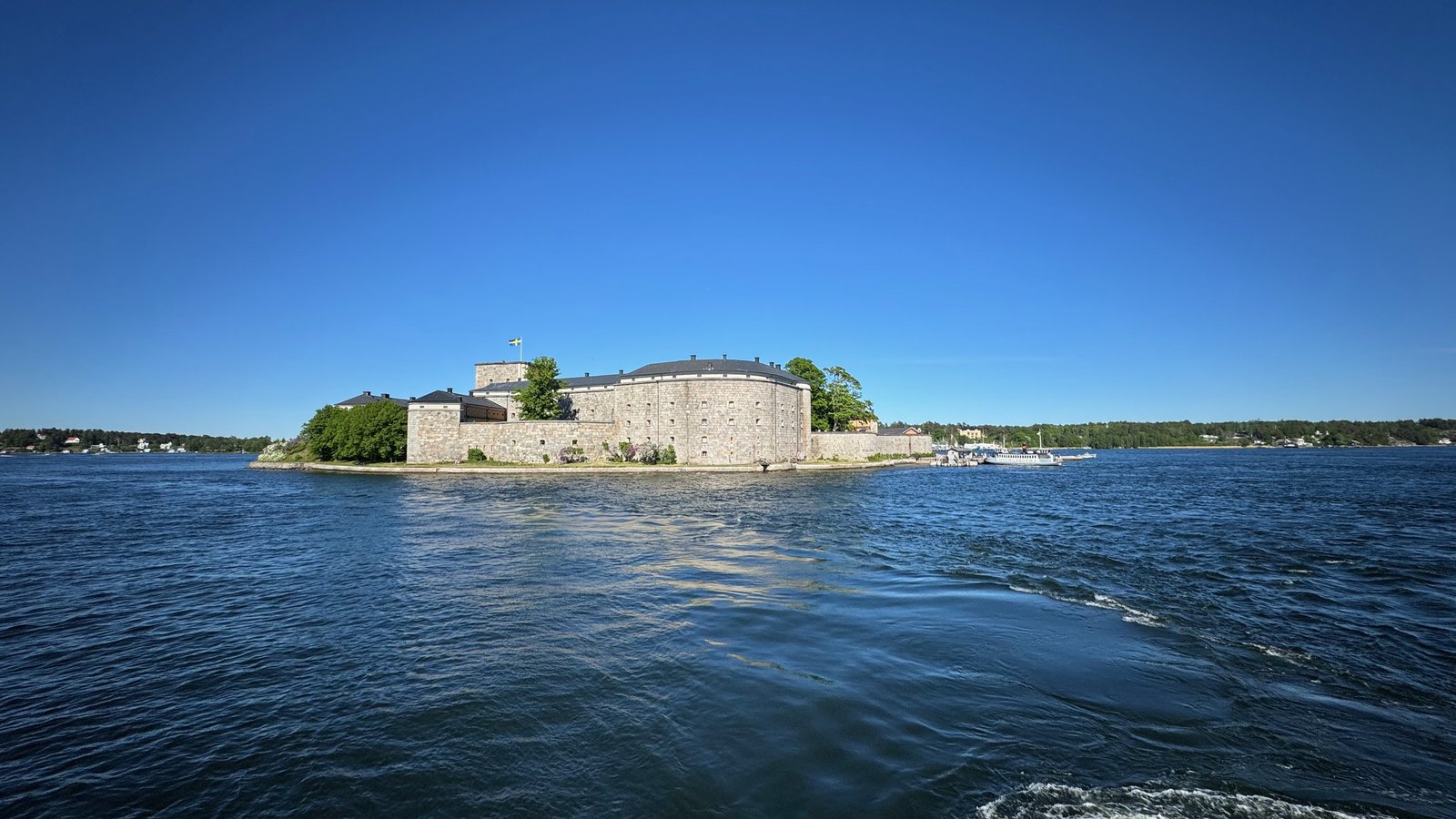 Vaxholm Fortress stands on its small island in the Stockholm archipelago, photographed by Zayera Khan