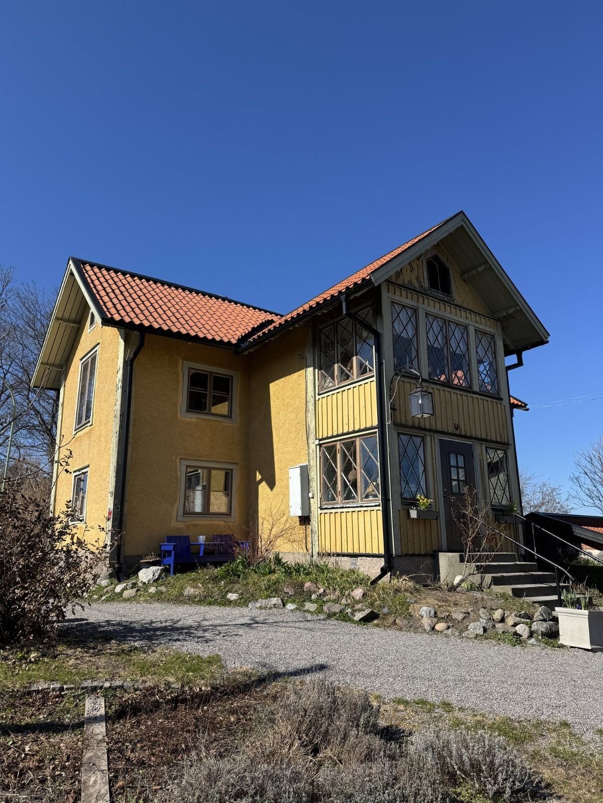 Yellow wooden building at Skansen, Stockholm
