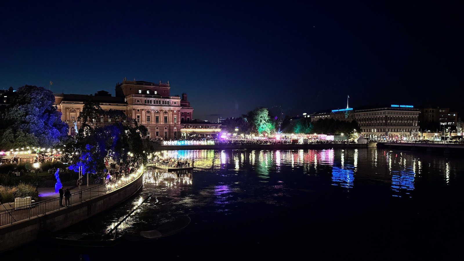 Night lights on the water at Riddarholmen