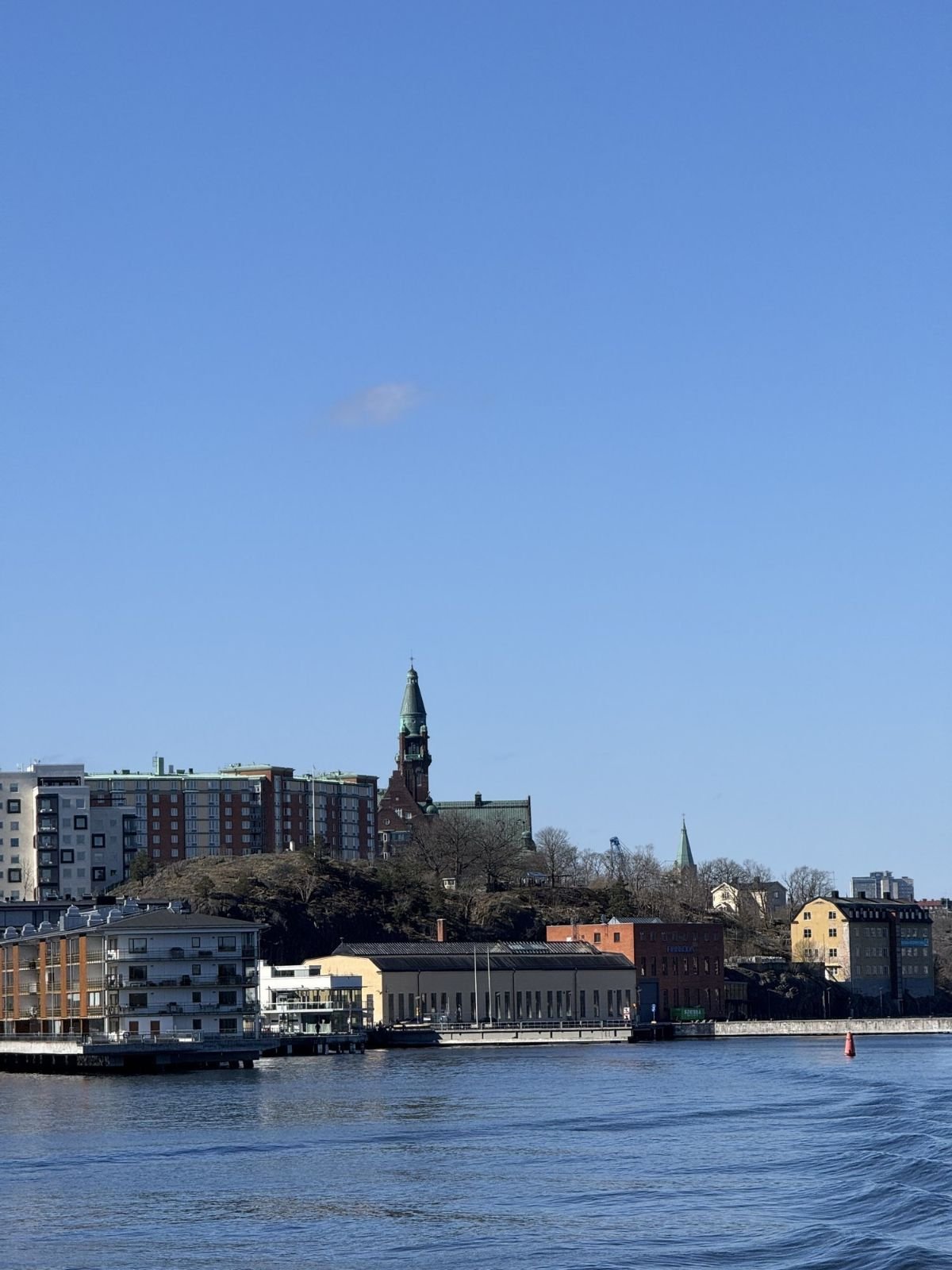 Stockholm skyline and harbour with boats