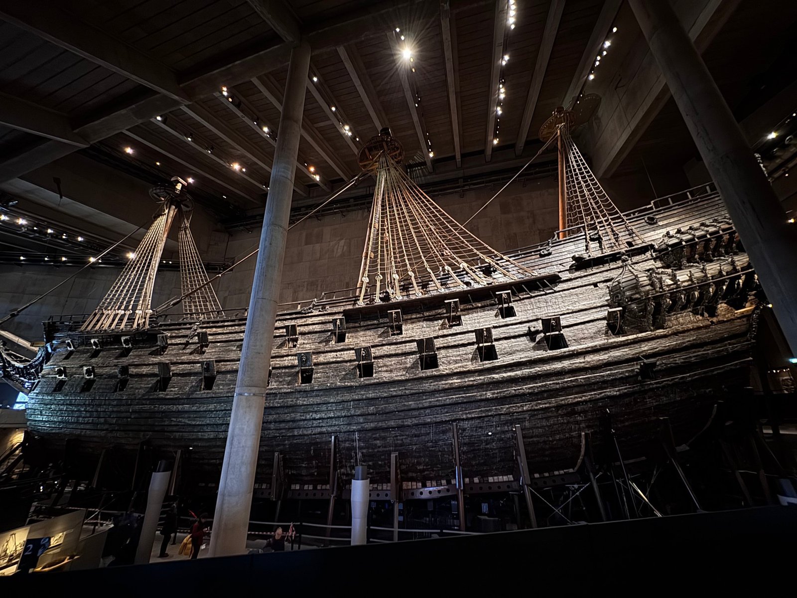 The Vasa ship seen in full inside the Vasa Museum