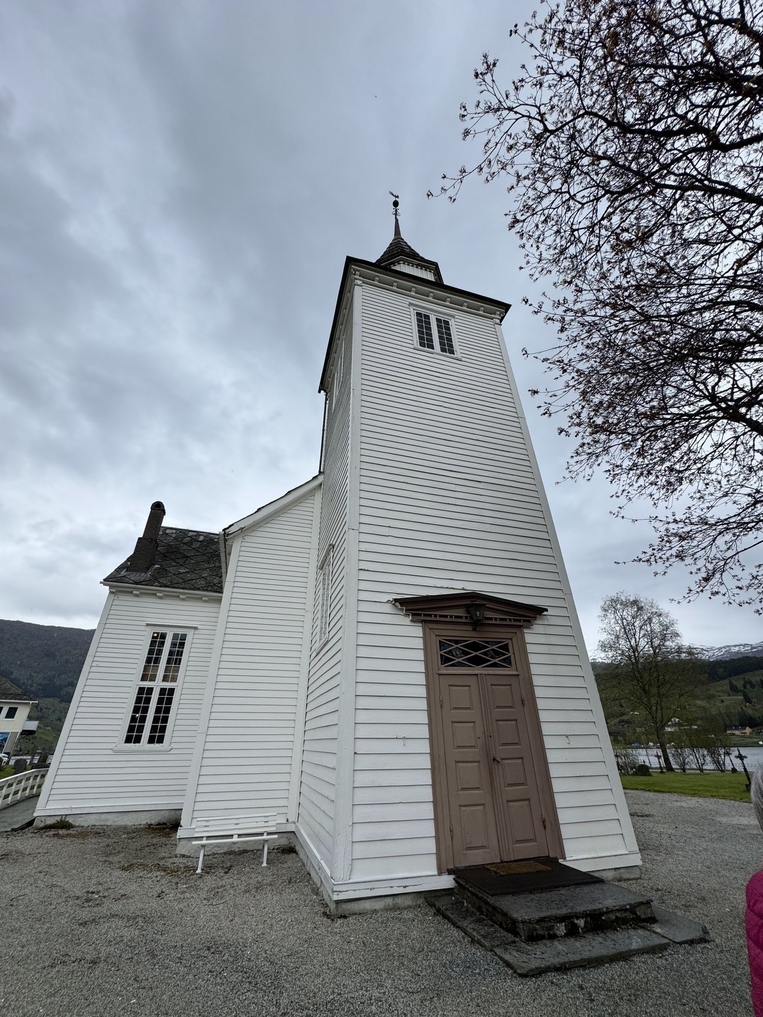 White wooden church in Ulvik